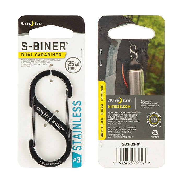 Nite Ize - Carabiner S-Biner #3 - Steel - Black - SB3-03-01