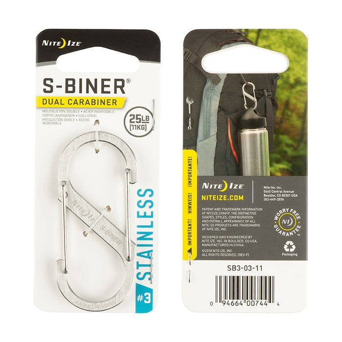 Nite Ize - Carabiner S-Biner #3 - Steel - Silver - SB3-03-11