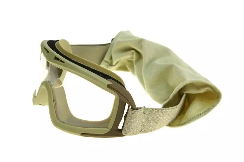 Low-profile goggles with glasses – TAN