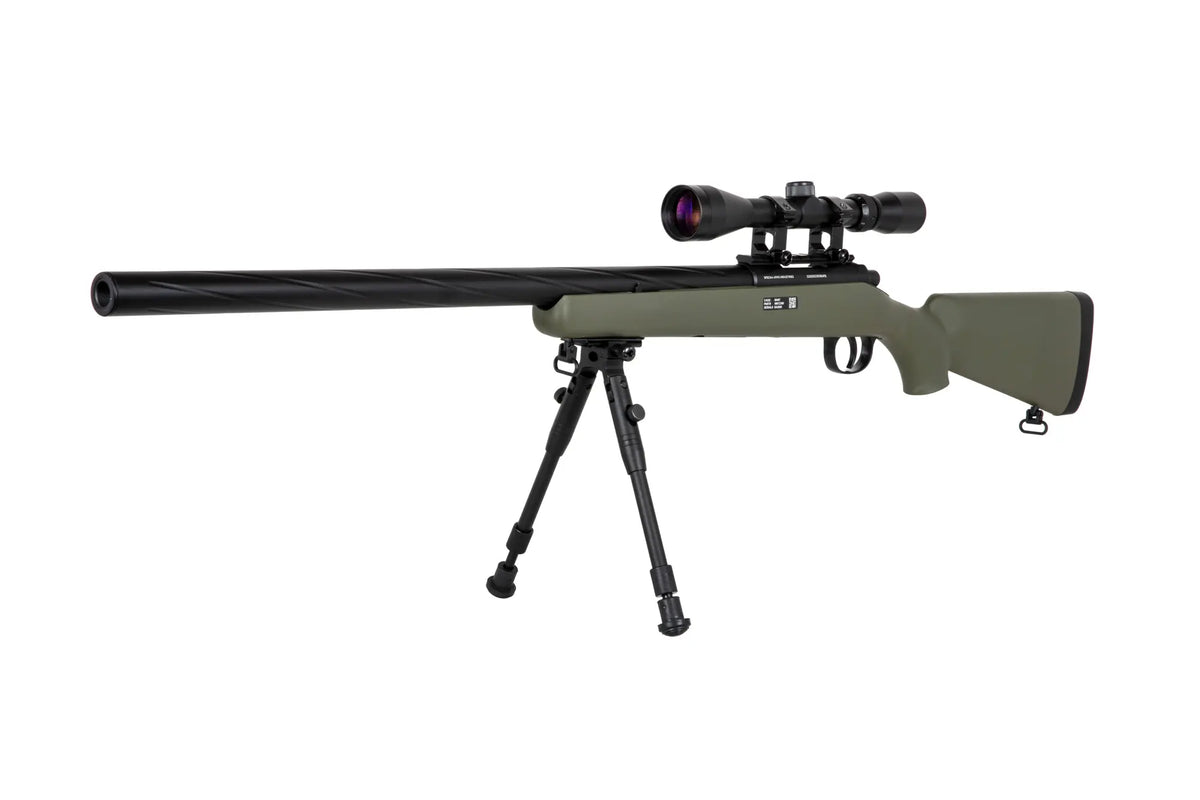 Specna Arms SA-S12 sniper airsoft rifle with scope and bipod Olive
