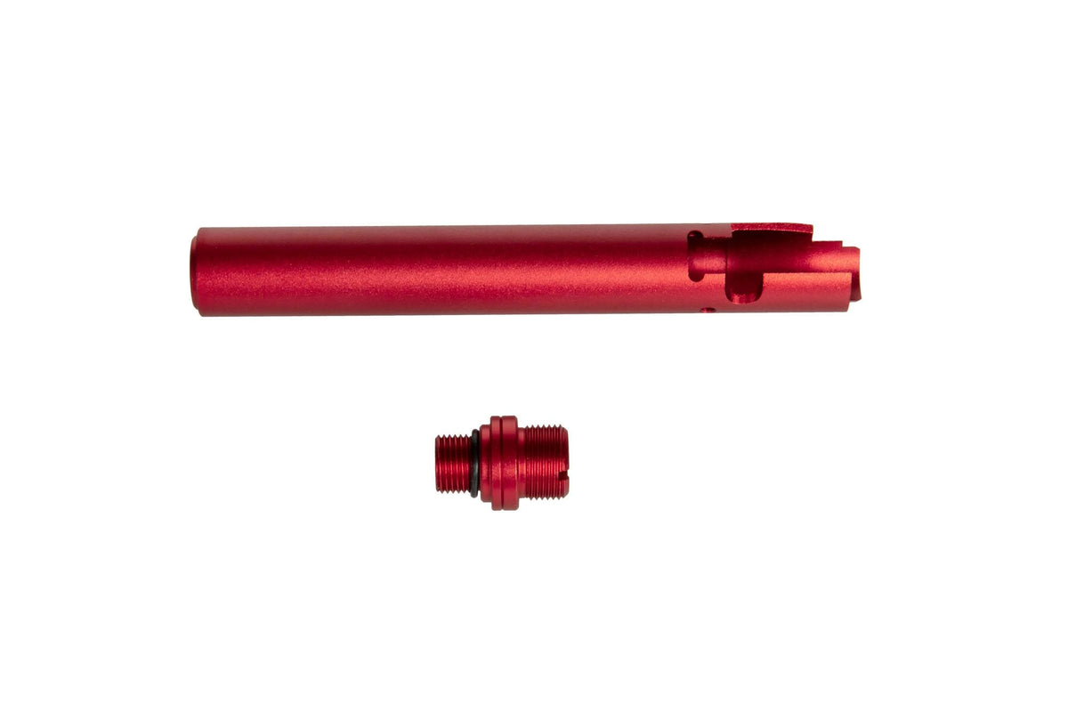 No-Recoil 2WAY External Barrel for Hi-Capa D.O.R  Non-Recoil, external barrel made out of durable aluminum, Included with the barrel is an adapter for a silencer with a 14 mm thread.