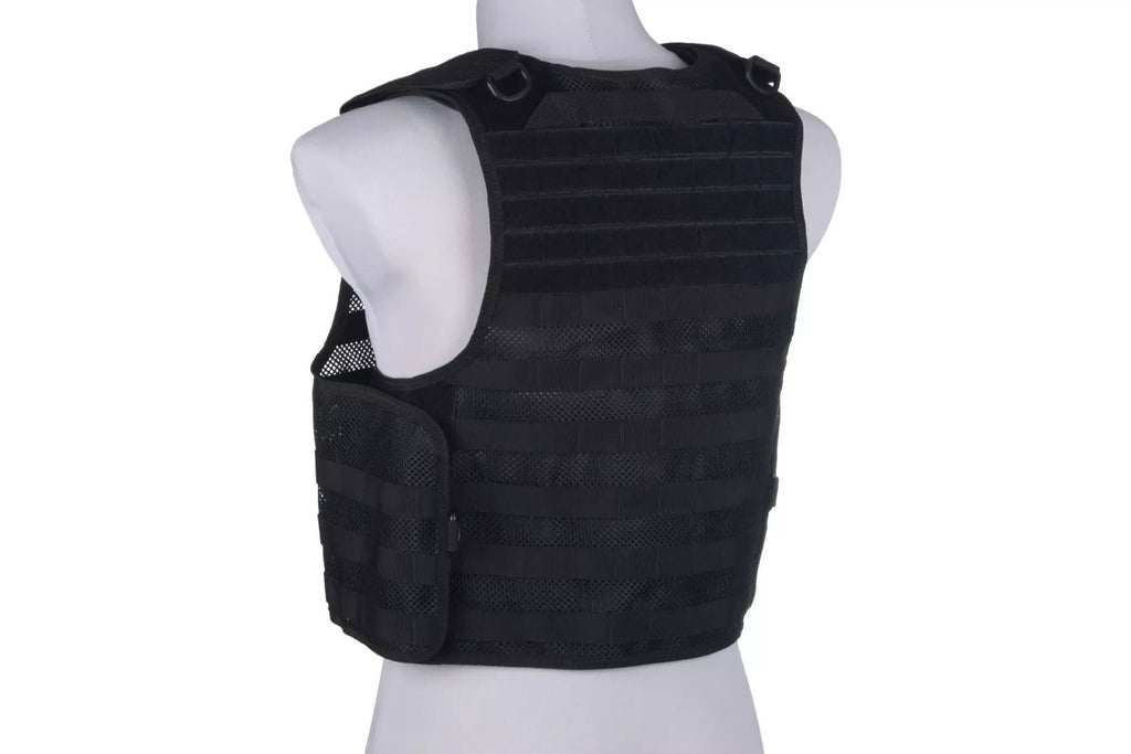 Light mesh plate carrier type tactical vest - black
