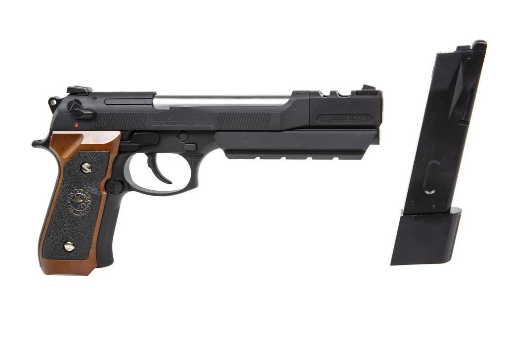 WE GP331 BIOHAZARD airsoft pistol - Mod. B. Burton Brown Grip (Single only)