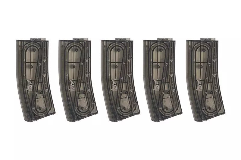 Set of 5 Transparent Mid-Cap 140 BB Magazines