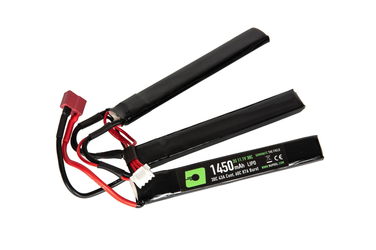 LiPo battery 11.1V 1450mah 30C - Nunchuck Type - T-Connect (Deans)