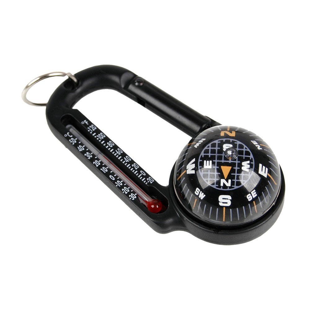 FOSCO - Carabiner with Compass and Thermometer - Aluminum - Black - 259125