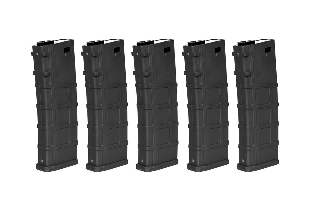 Set of 5 Polymer 200 BB's Mid-Cap magazines for M4/M16 replicas - Black