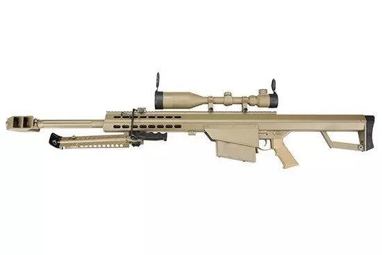SW-02A CQB sniper rifle replica with scope and bipod - tan