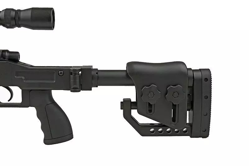 MB4411D sniper rifle replica with scope and bipod - black