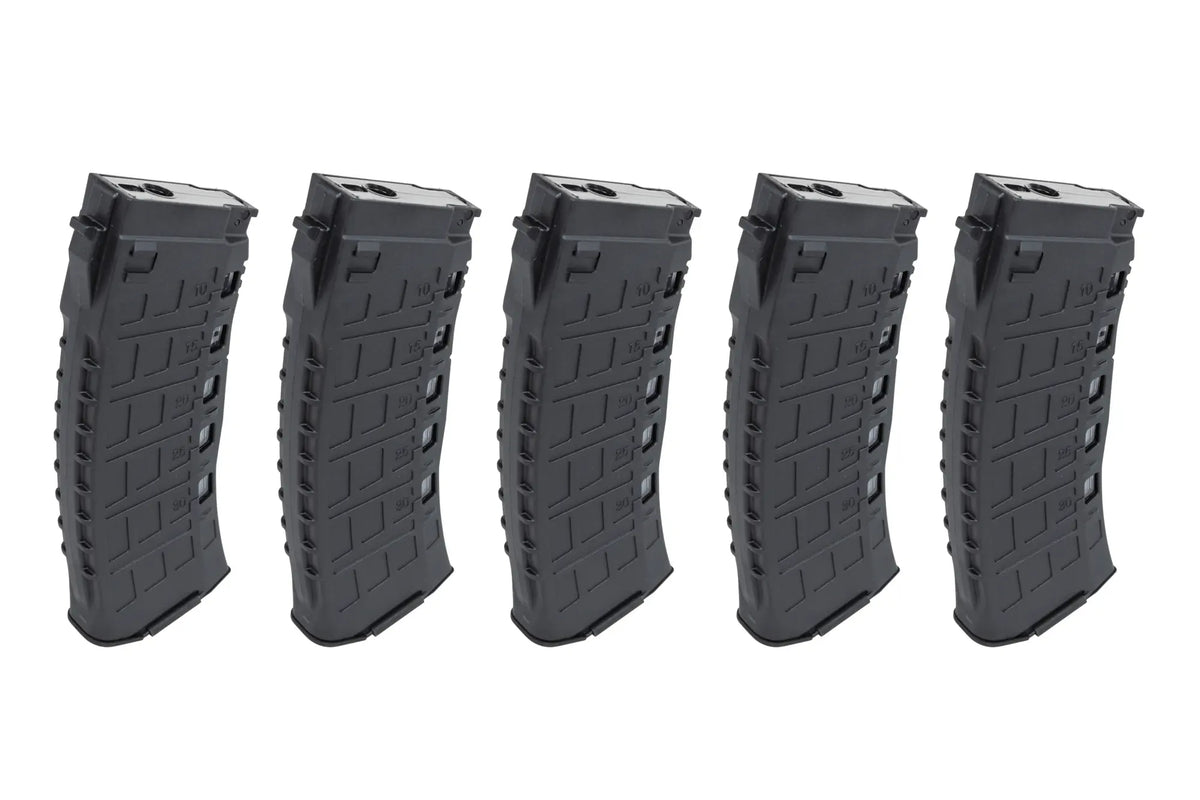 Mid-Cap magazine 130/ 30 rounds Arcturus EMM AK12 Variable-Cap for AK replicas Black (5 pack)