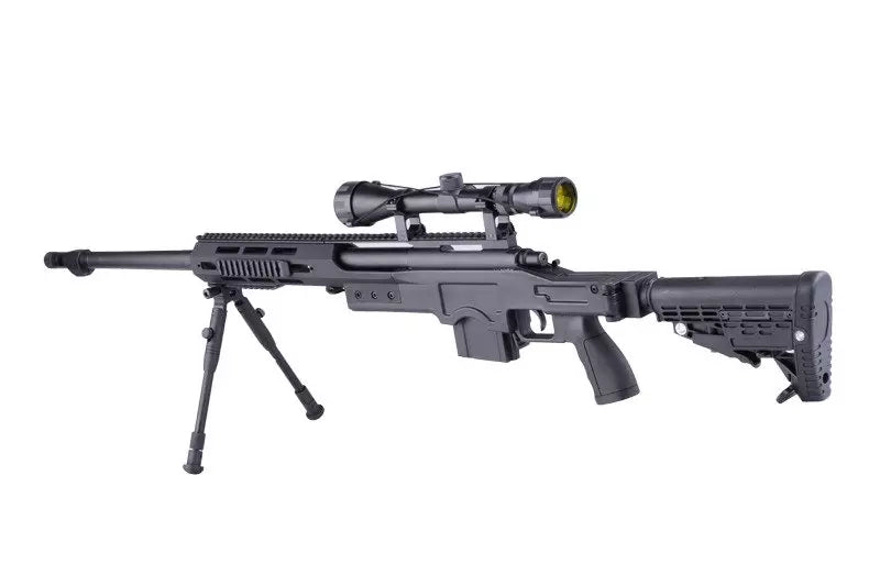 MB4412D Sniper Rifle Replica – with Scope and Bipod – Black