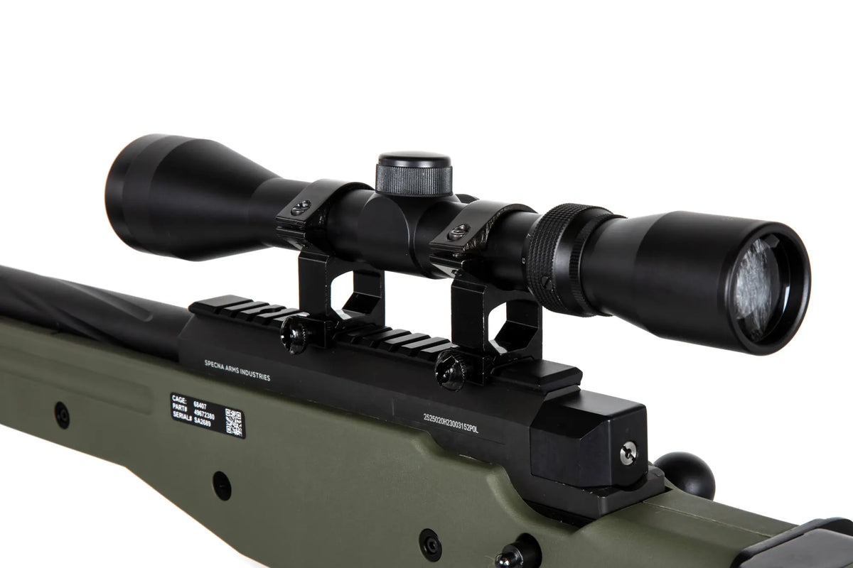 Specna Arms SA-S14 sniper airsoft rifle with scope and bipod Olive