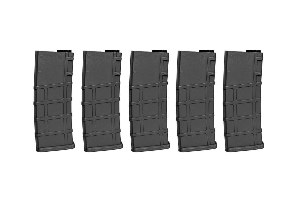 Set of 5 Polymer 200 BB's Mid-Cap magazines for M4/M16 replicas - Black