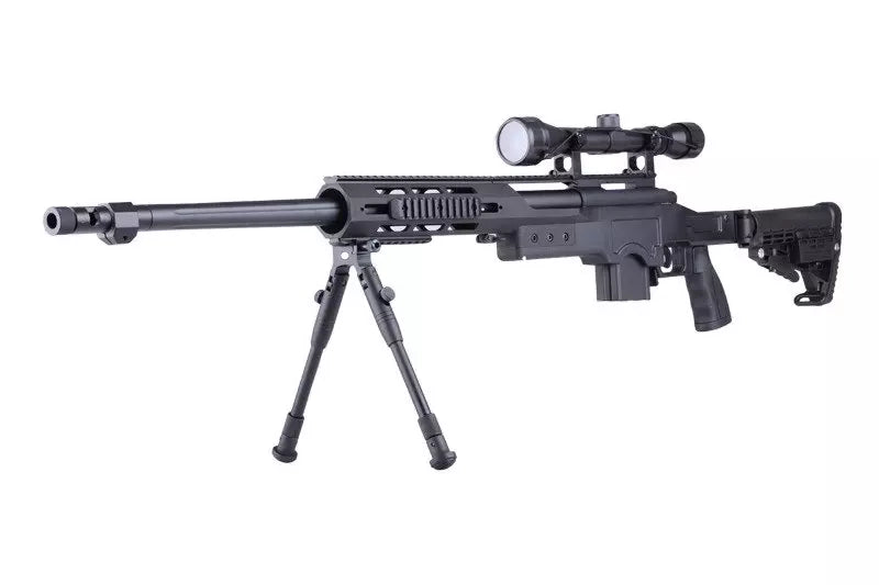 MB4412D Sniper Rifle Replica – with Scope and Bipod – Black