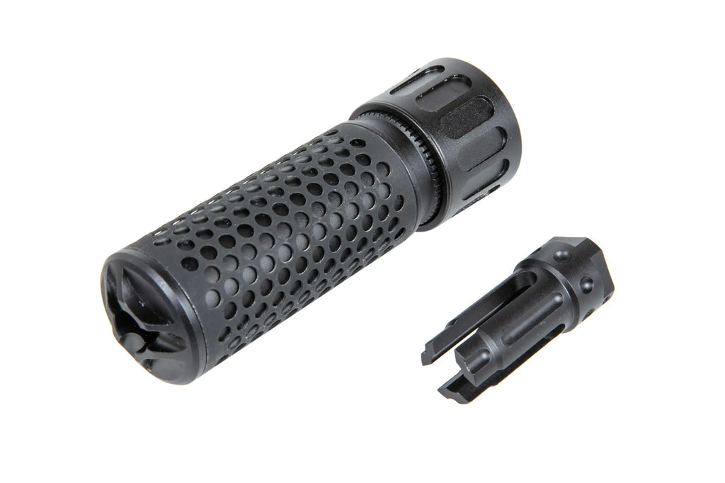 Set replica sound suppressor HY-202 type QD along with the replica flash suppressor M139 QDC Cyma Black