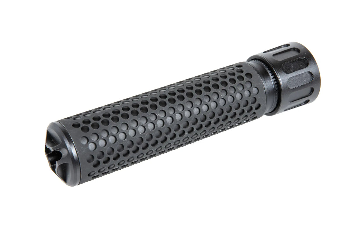 Set replica sound suppressor HY-201 type QD along with the replica flame suppressor M139 QDC Cyma Black