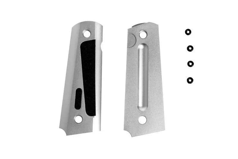 Aluminum Grip Covers  TYPE B for Colt 1911 Pistols - silver