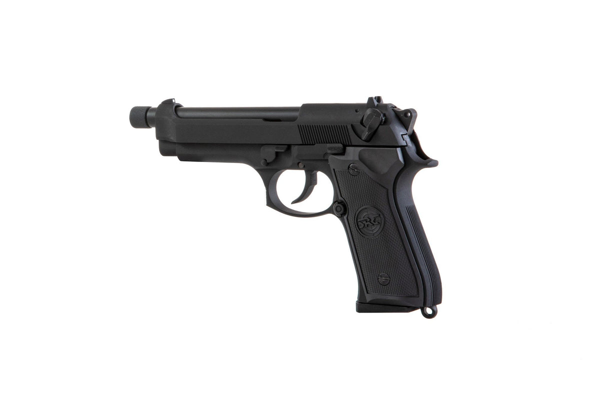 SR92 pistol replica with silencer - black