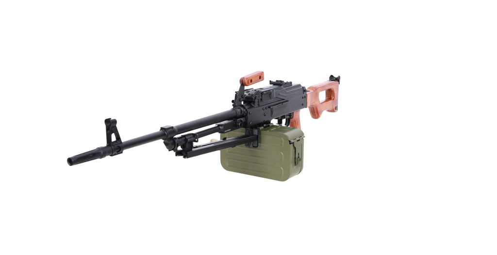 Specna Arms x A&K SA-PKM EDGE™ airsoft machine gun with wooden components