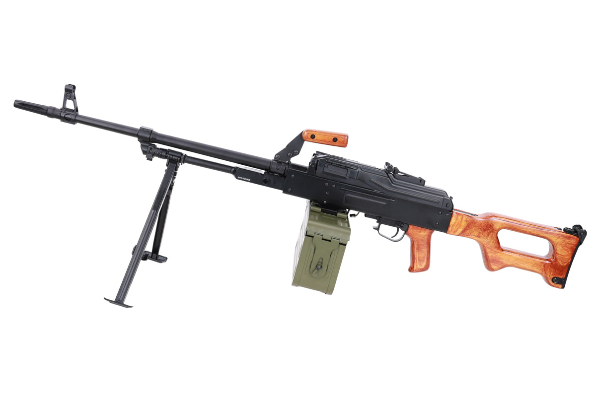 Specna Arms x A&K SA-PKM EDGE™ airsoft machine gun with wooden components