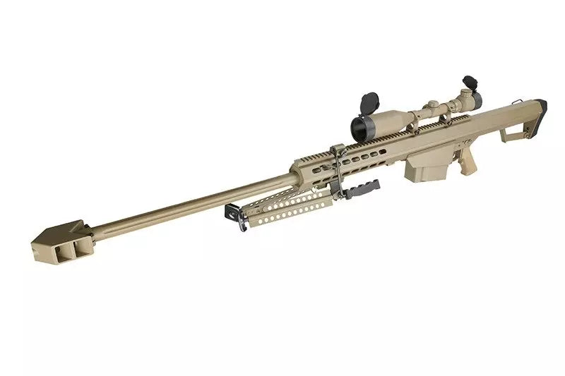 SW-02A sniper rifle replica with scope and bipod - tan