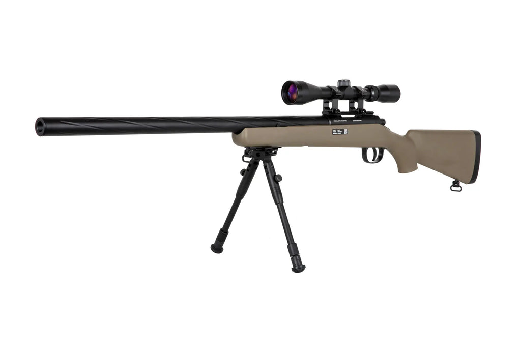 Specna Arms SA-S12 sniper airsoft rifle with scope and bipod Tan