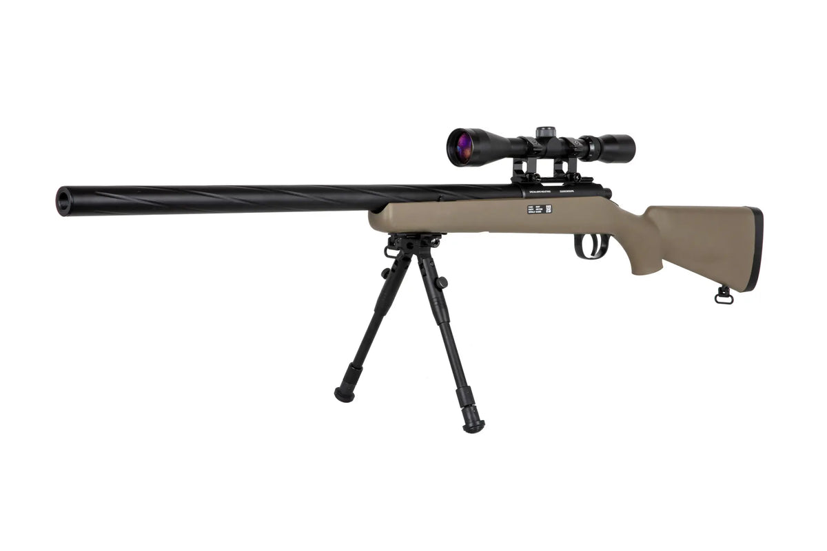 Specna Arms SA-S12 sniper airsoft rifle with scope and bipod Tan