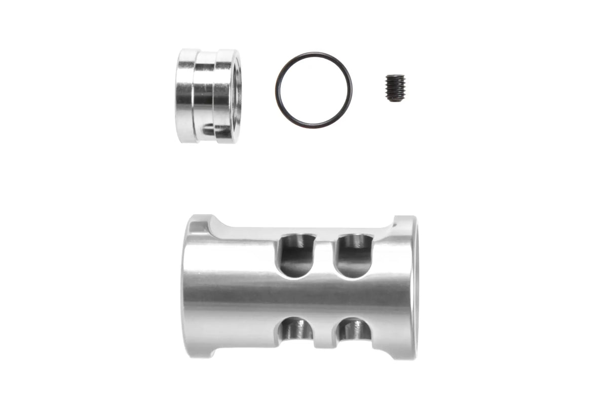 TTI Airsoft type A compensator for AAP01 14 mm CCW replicas Silver