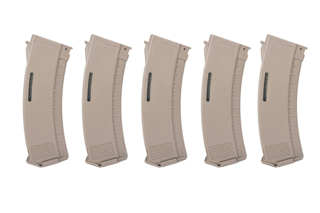 Zestaw 5 magazynków Mid-Cap 130/30 kulek Arcturus EMM AK MOD1 Variable-Cap Windowed do replik AK Flat Dark Earth