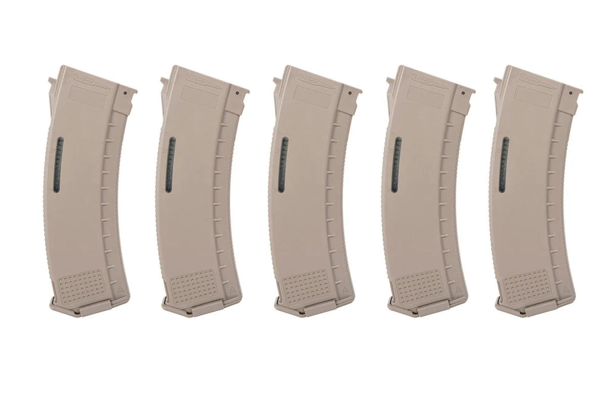 Zestaw 5 magazynków Mid-Cap 130/30 kulek Arcturus EMM AK MOD1 Variable-Cap Windowed do replik AK Flat Dark Earth