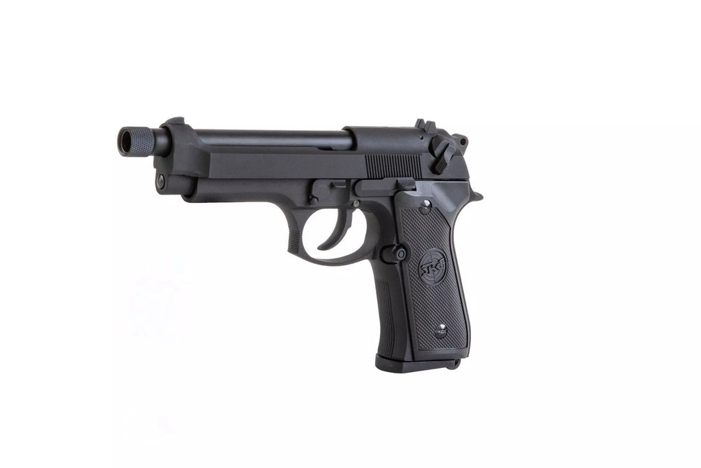 SR92 pistol replica with silencer - black