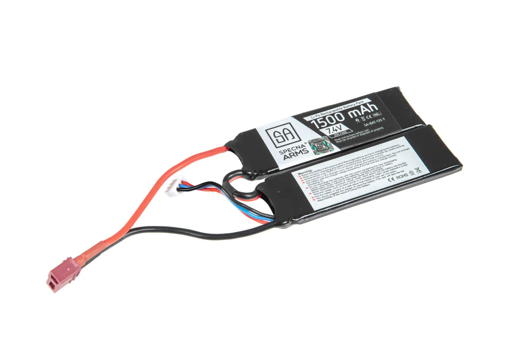 LiPo 7,4V 1500mAh 20/40C Battery - Butterfly Configuration - T-Connect (Deans)
