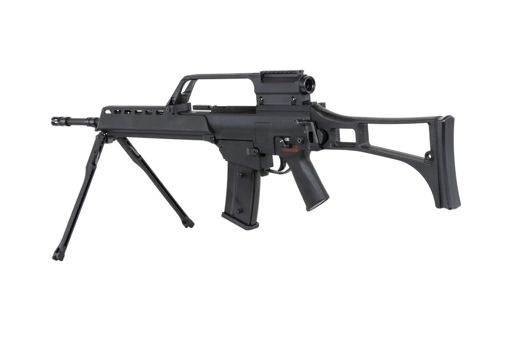 SRC DUAL POWER SR36K COB-301 airsoft carbine with bipod and scope Black