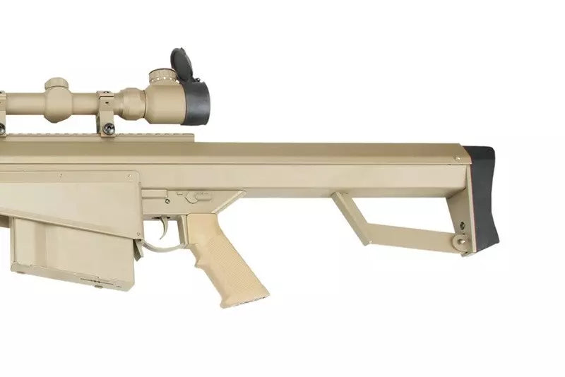 SW-02A sniper rifle replica with scope and bipod - tan