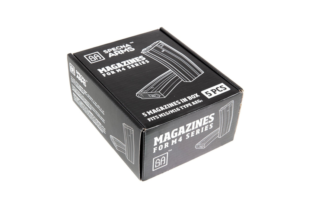 Set of 5 Mid-Cap 100 BB Magazines for M4/M16 - Grey