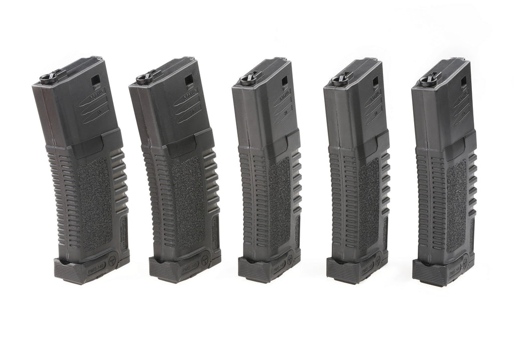 5x set 140rd PMG mid-cap magazine for M4/M16 type replicas - black