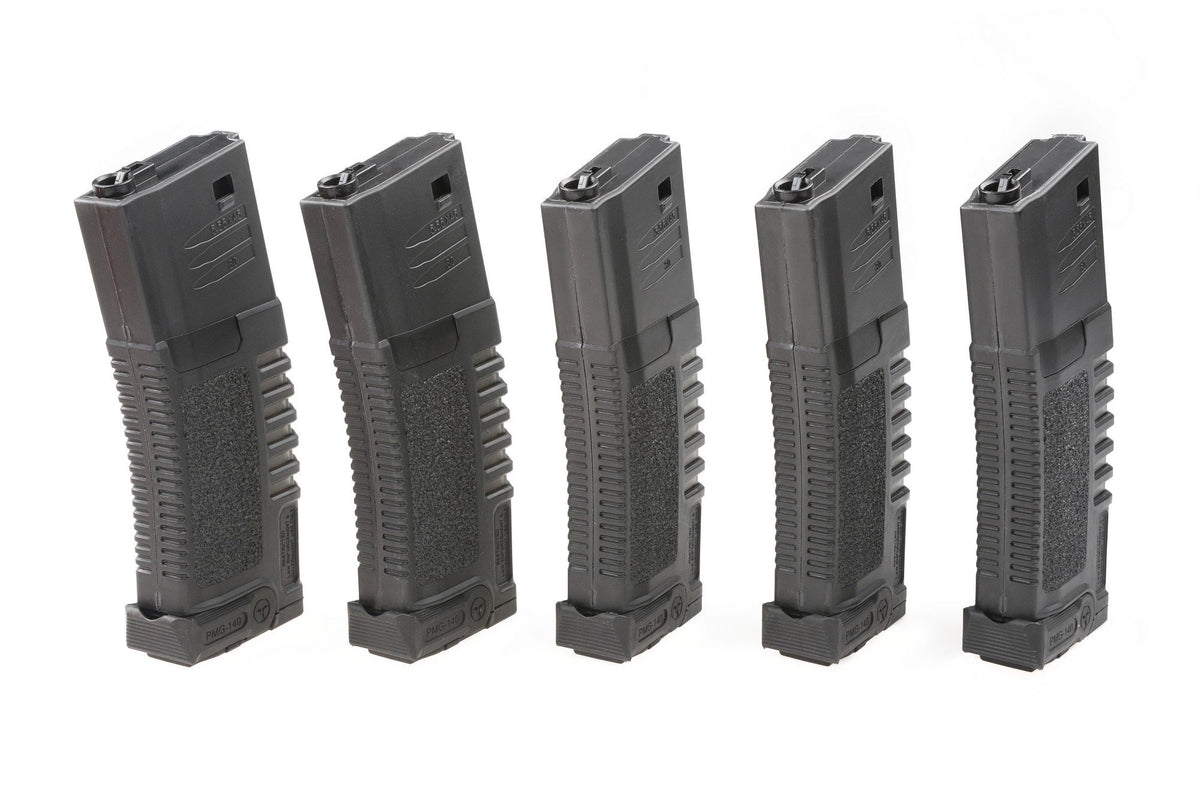 5x set 140rd PMG mid-cap magazine for M4/M16 type replicas - black