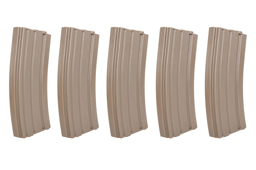 Set of 5 Mid-Cap SRC magazines for AR/M4 for 140 pellets Tan + speedloader
