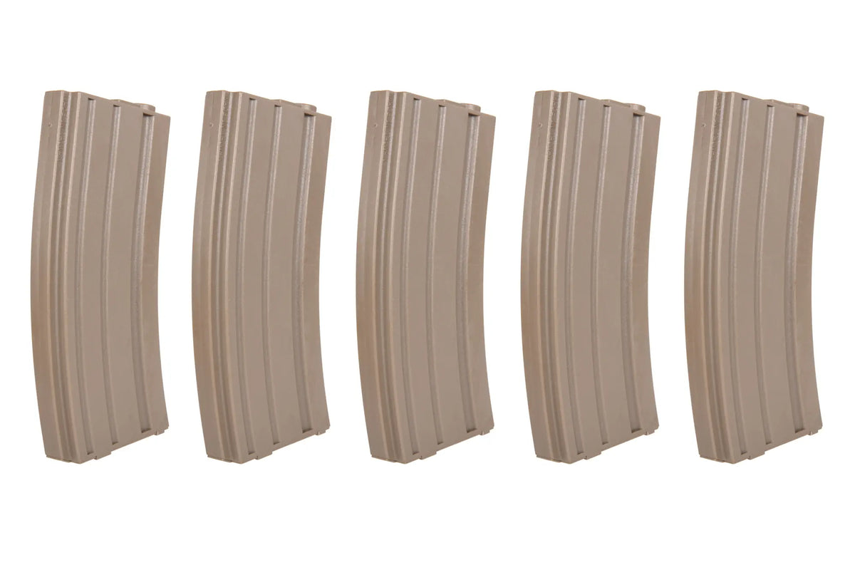 Set of 5 Mid-Cap SRC magazines for AR/M4 for 140 pellets Tan + speedloader