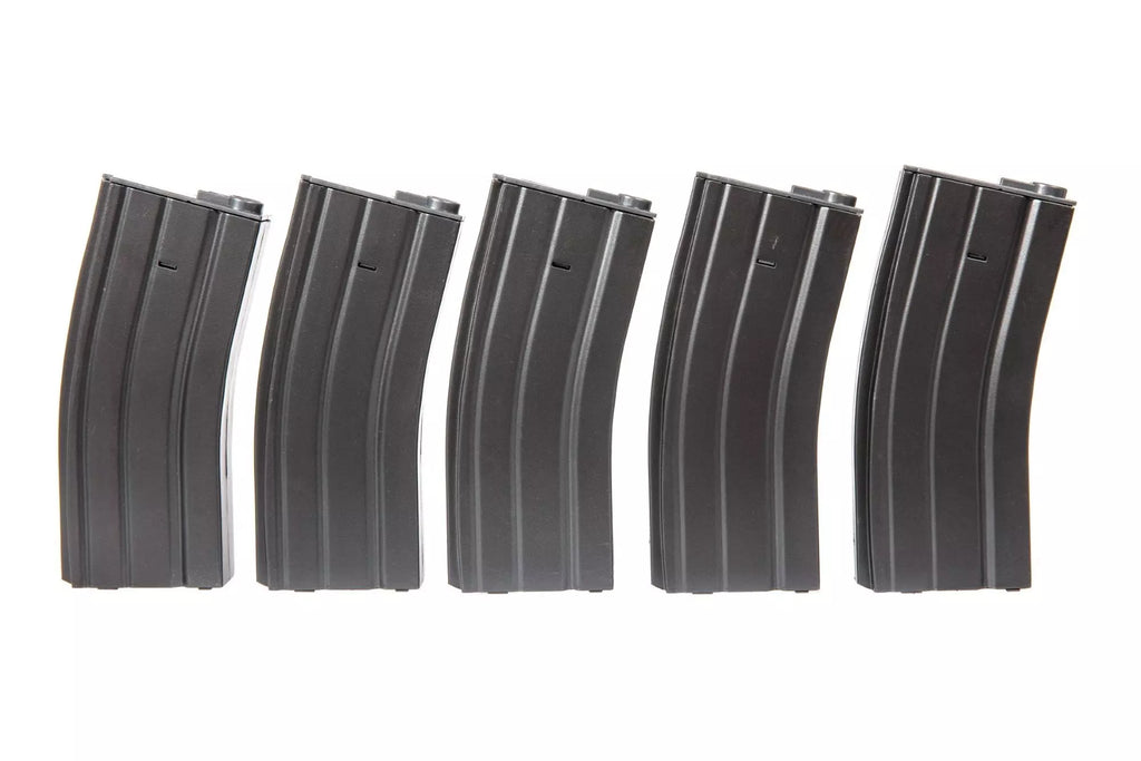 Set of 5 Mid-Cap 140 BB Magazines for M4/M16 - Grey