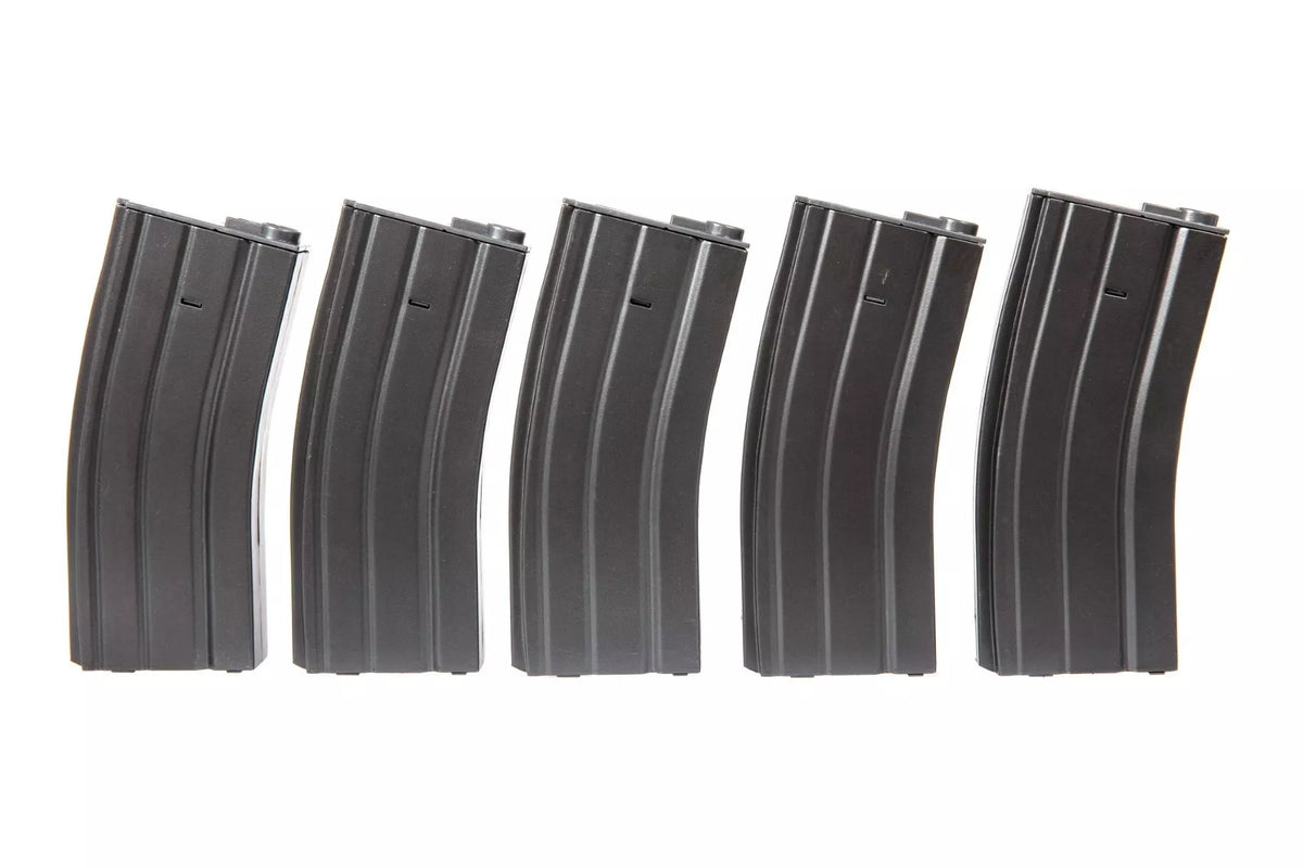 Set of 5 Mid-Cap 140 BB Magazines for M4/M16 - Grey