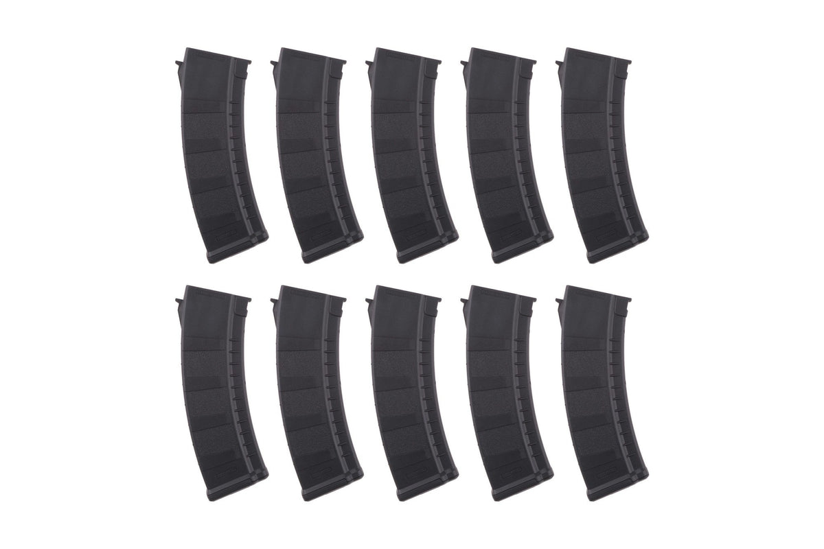 Set of 10 Mid-Cap 155 BB Magazines for AK Replicas - Black