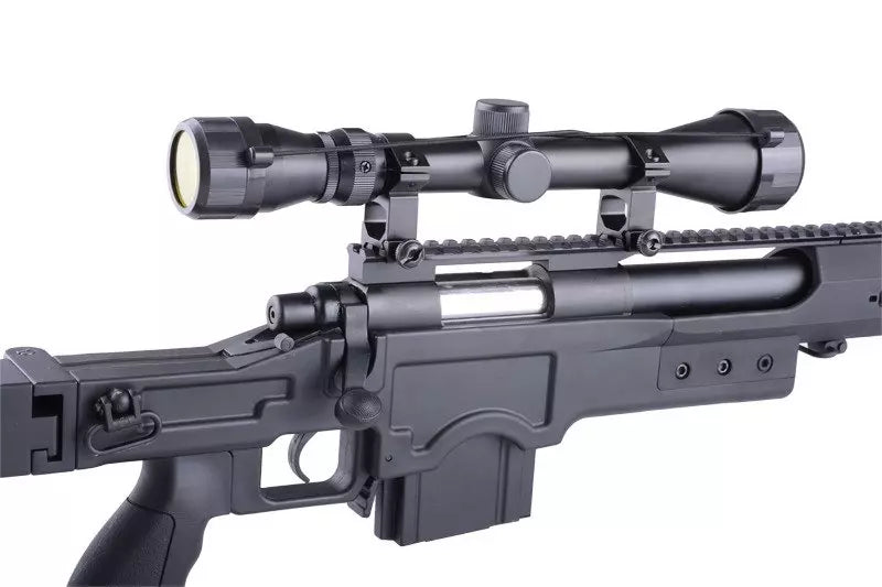 MB4412D Sniper Rifle Replica – with Scope and Bipod – Black