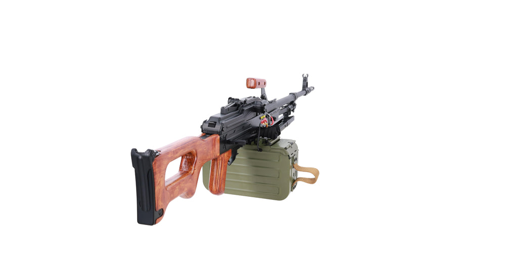 Specna Arms x A&K SA-PKM EDGE™ airsoft machine gun with wooden components