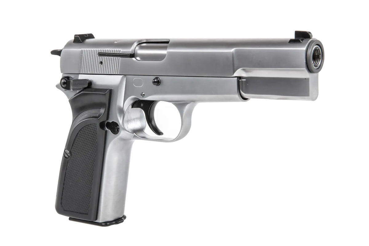 WE Browning Hi Power MK III airsoft pistol - Silver