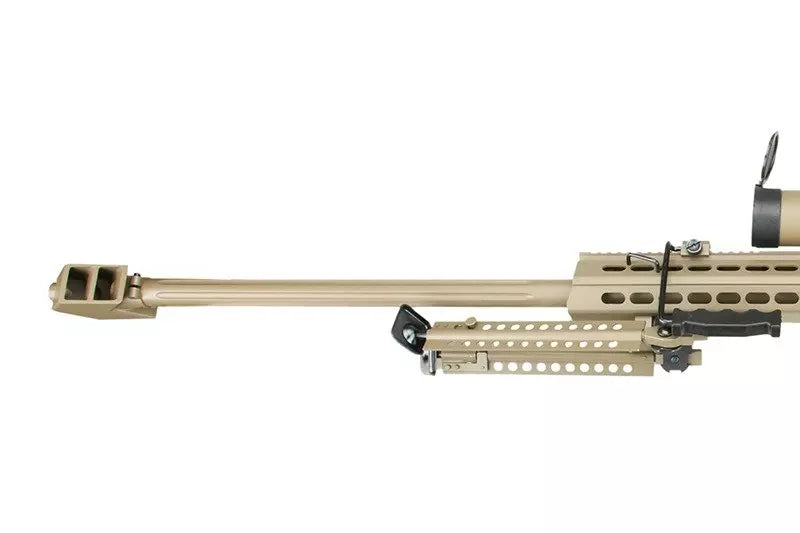 SW-02A sniper rifle replica with scope and bipod - tan