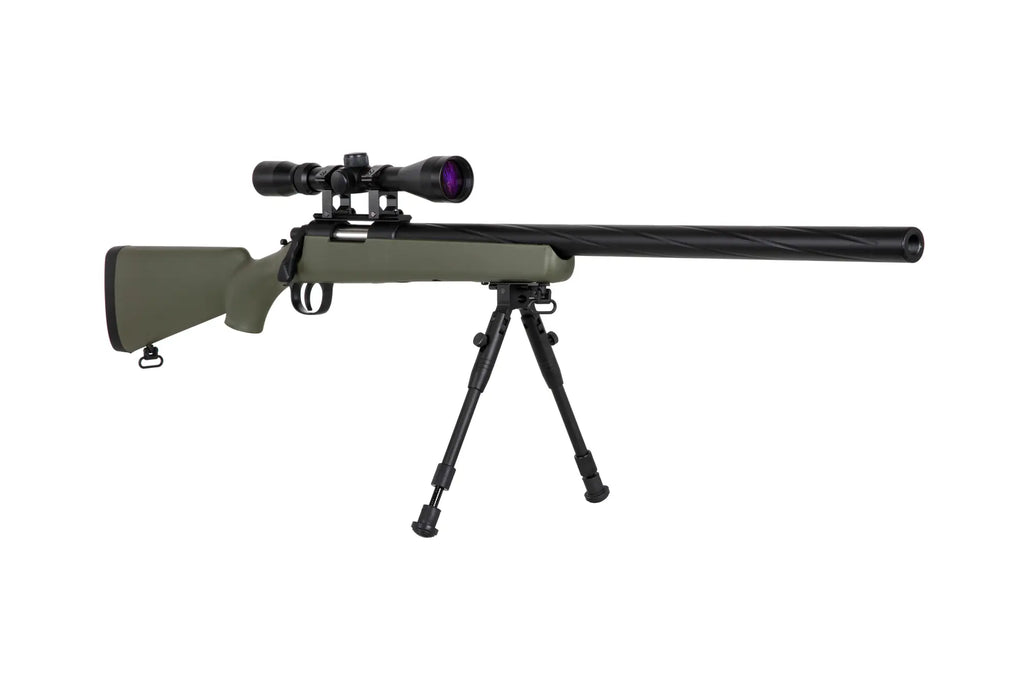 Specna Arms SA-S12 sniper airsoft rifle with scope and bipod Olive
