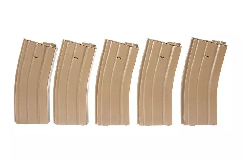 5pcs set - 30rd real-cap magazine for M4/M16 - tan