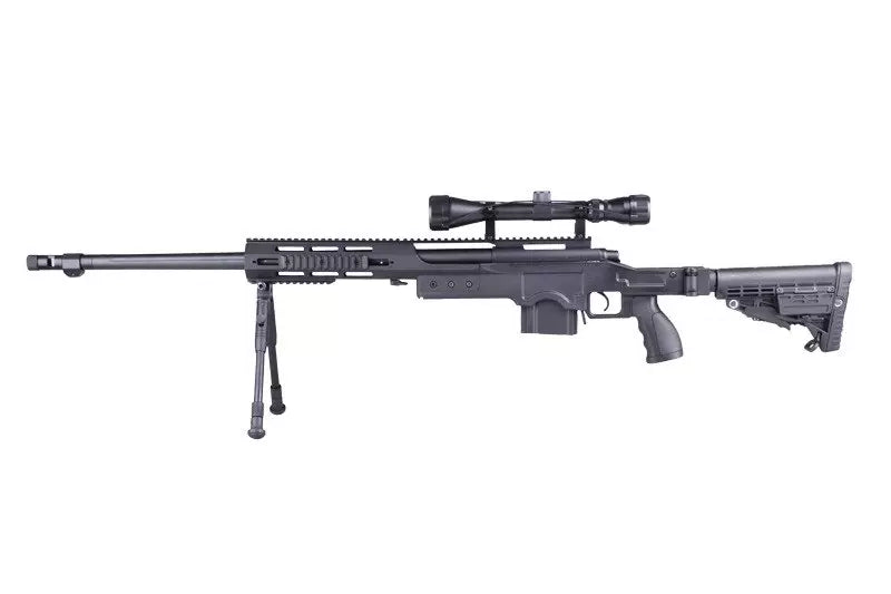 MB4412D Sniper Rifle Replica – with Scope and Bipod – Black