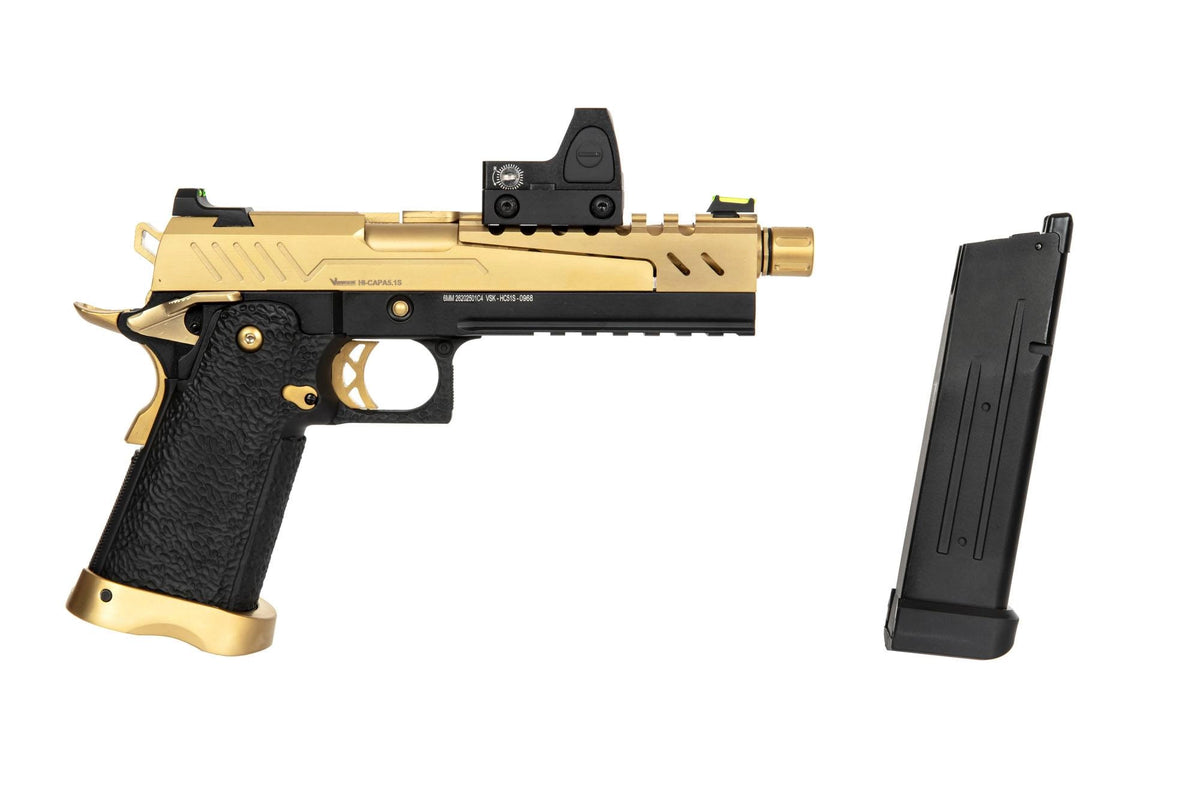 Hi-Capa 5.1 Split Side Pistol Replica - Black / Gold (with BDS Sight)